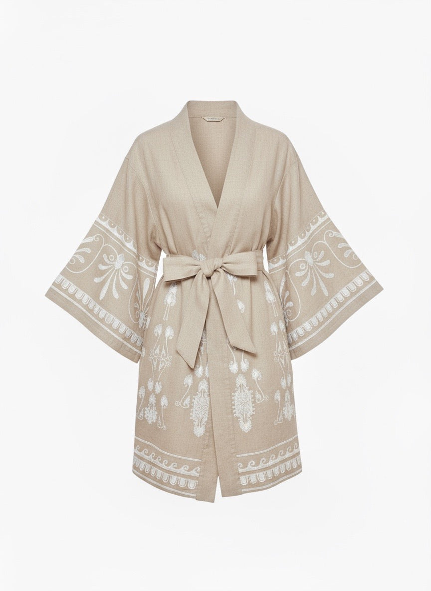 Thaleia Embroidered Kimono Beige