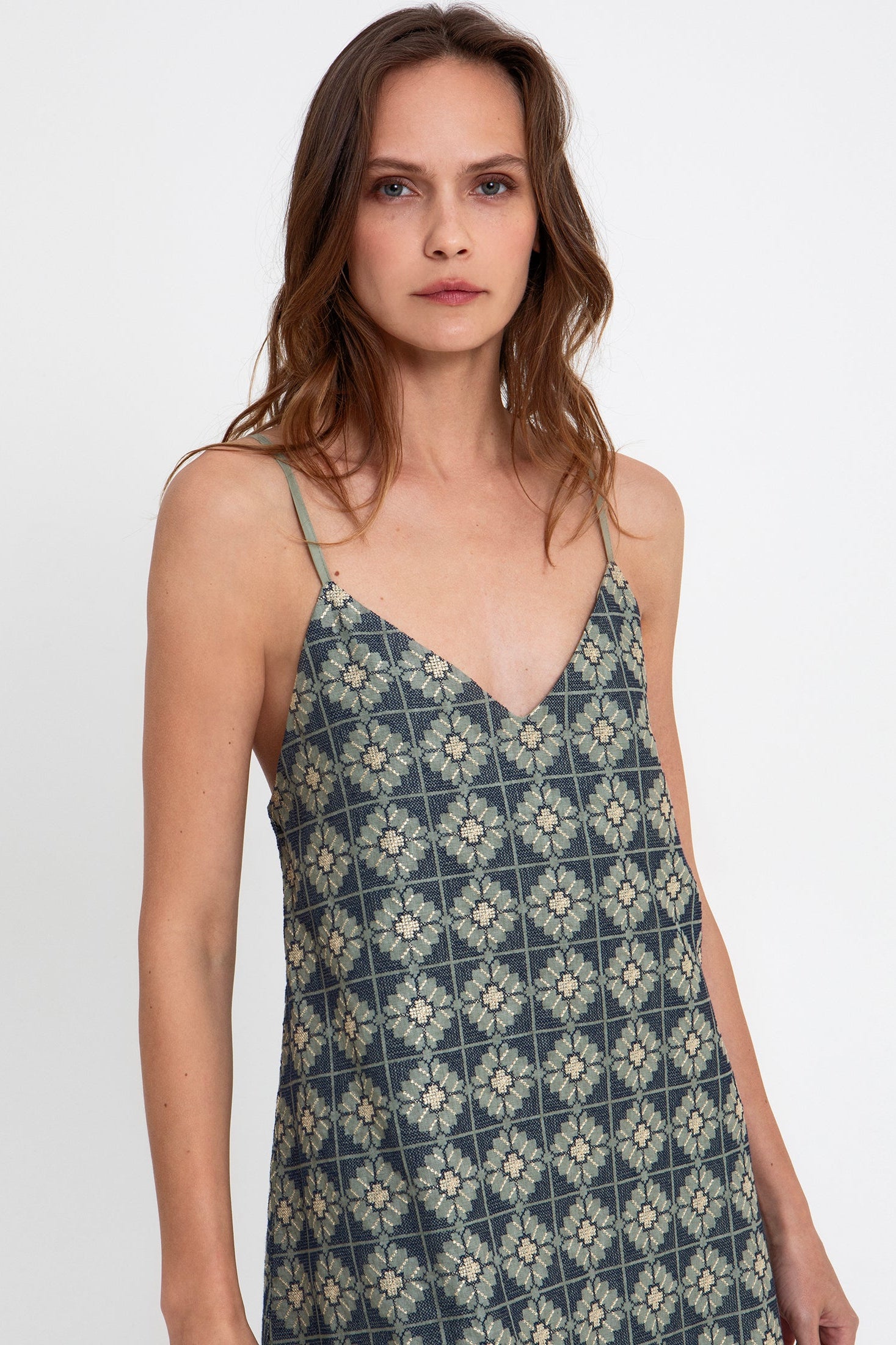Greek Archaic Kori Daisy Cross-Straps Mini with metalic detail