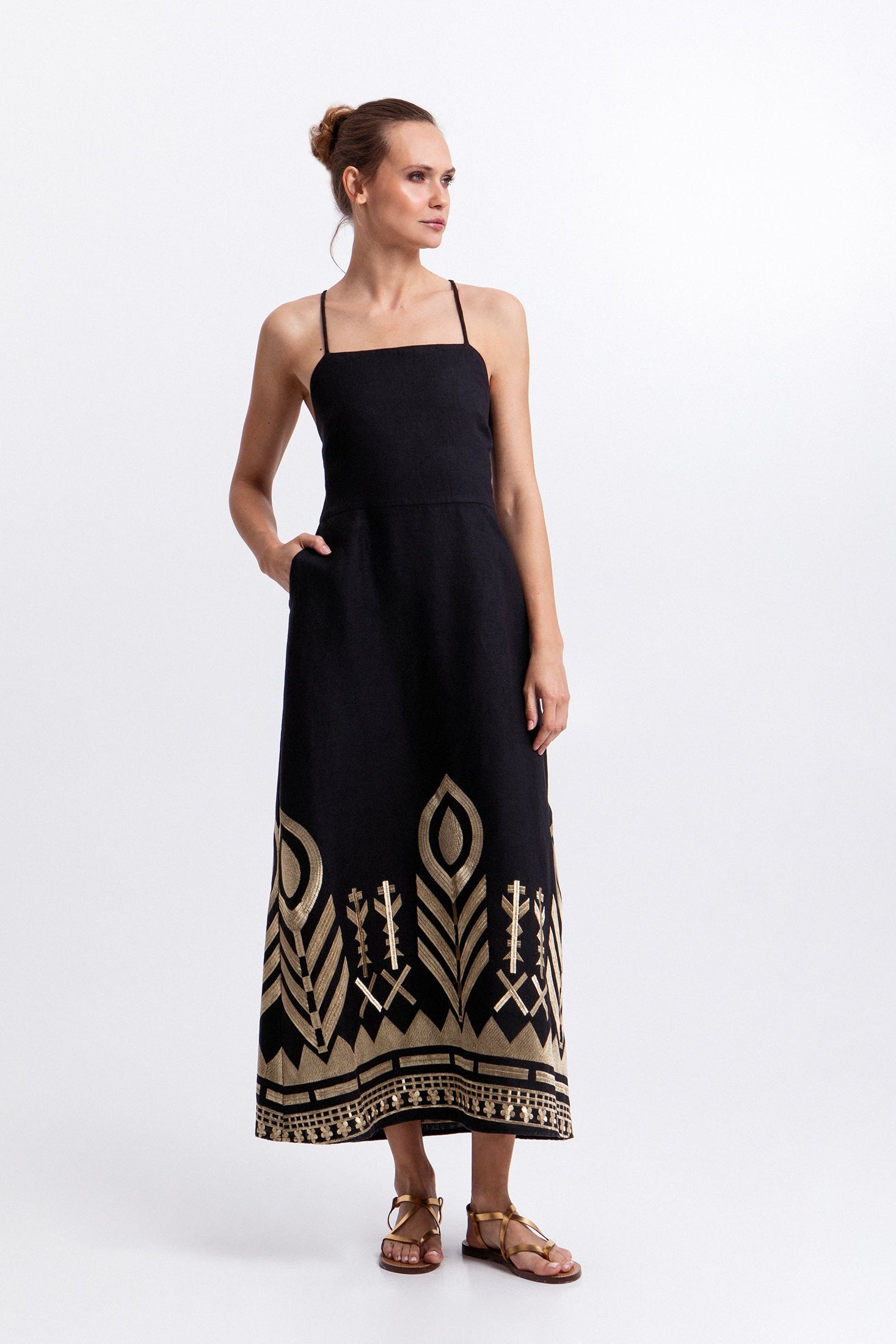 Greek Archaic Kori Feather Cross-Back Midi Greek Archaic Kori Feather Cross-Back Midi