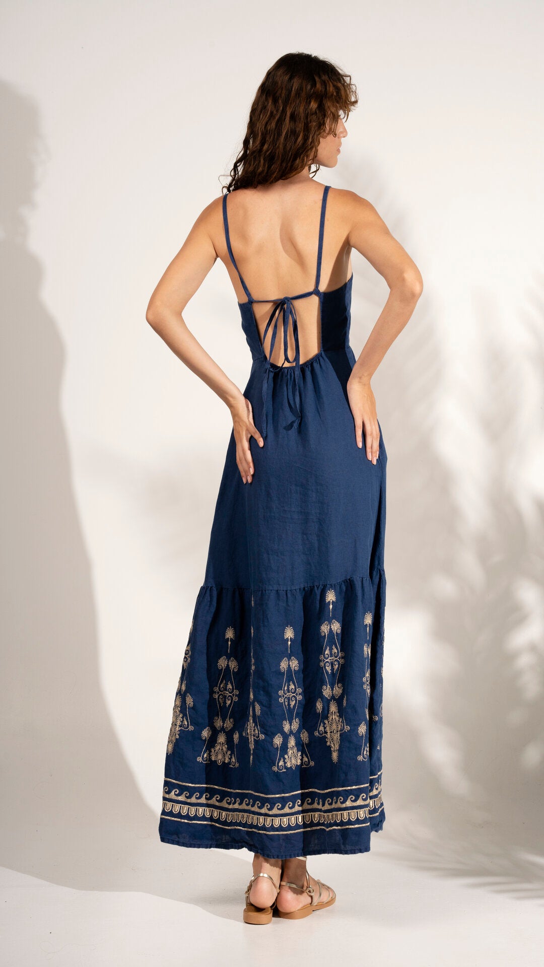 Galene Embroidered Dress Navy