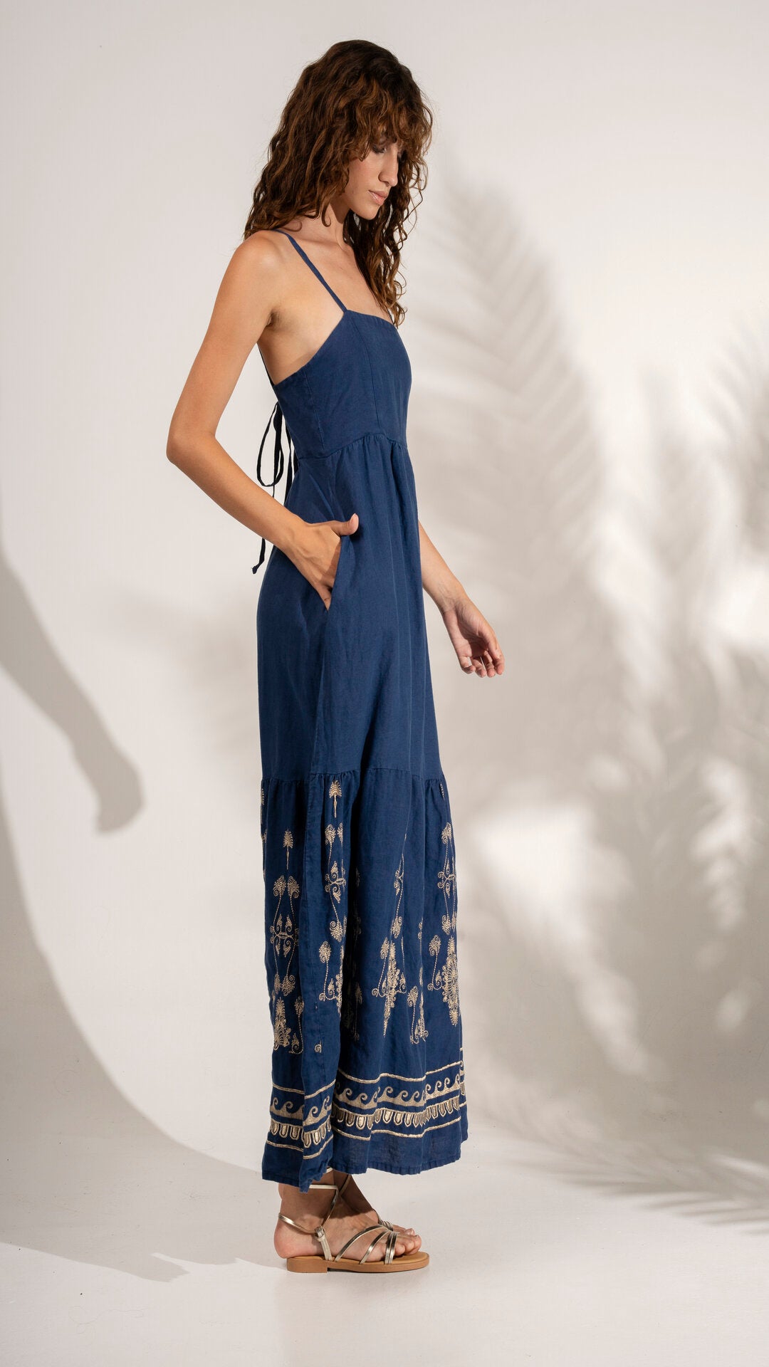Galene Embroidered Dress Navy