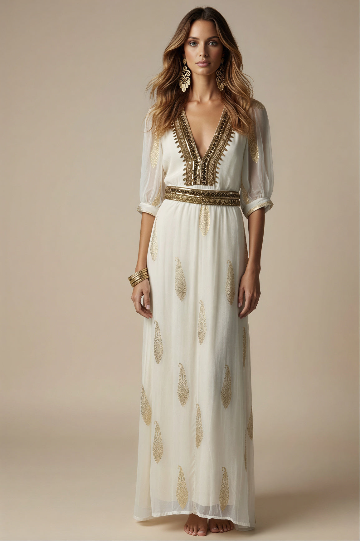 Valentina Sun Beige Maxi Dress