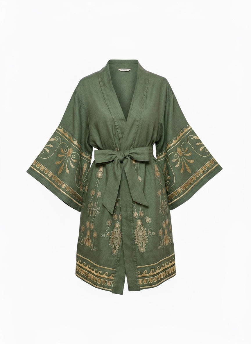 Thaleia Embroidered Kimono Beige