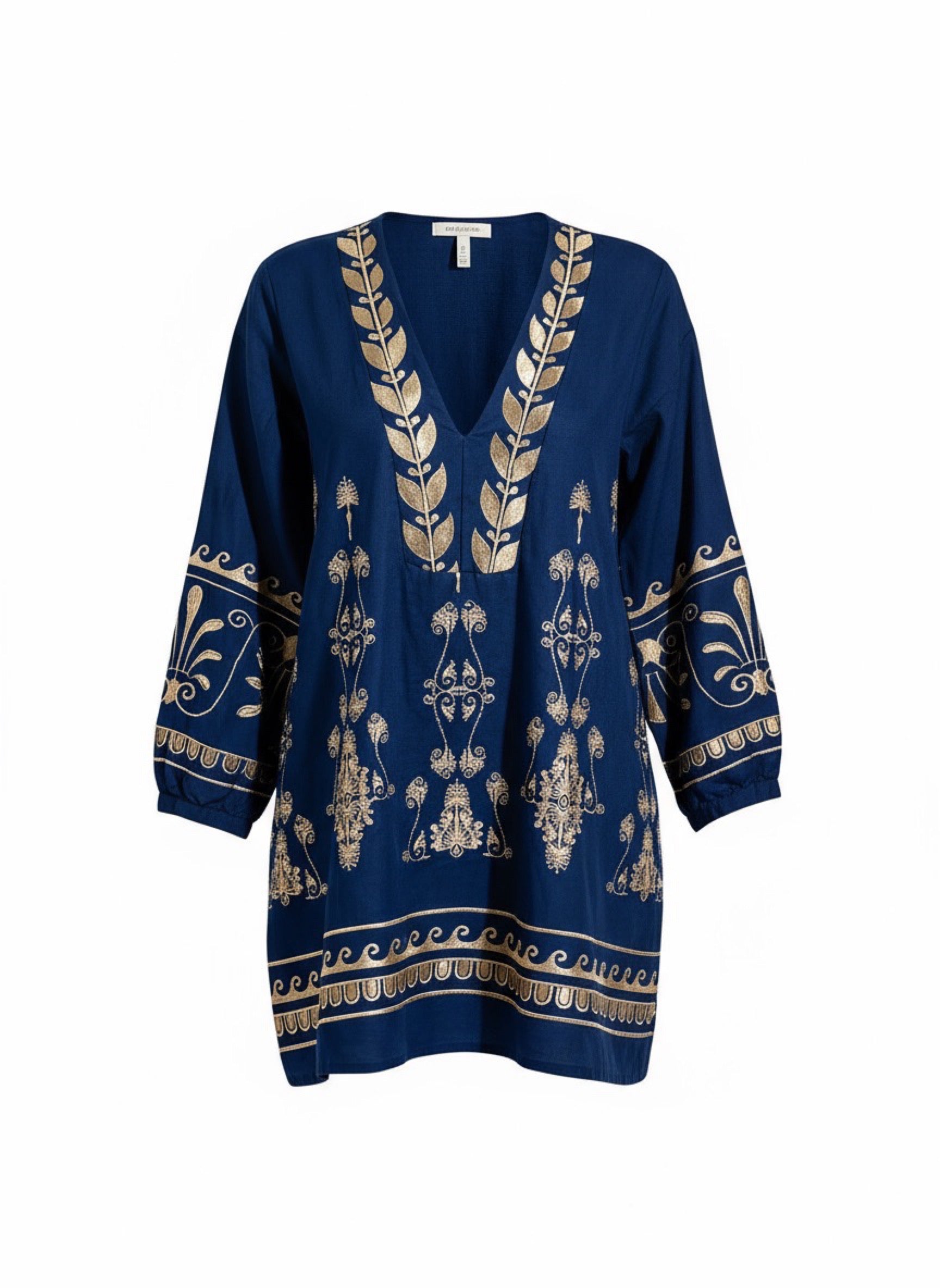 Evadne Embroidered Dress Navy