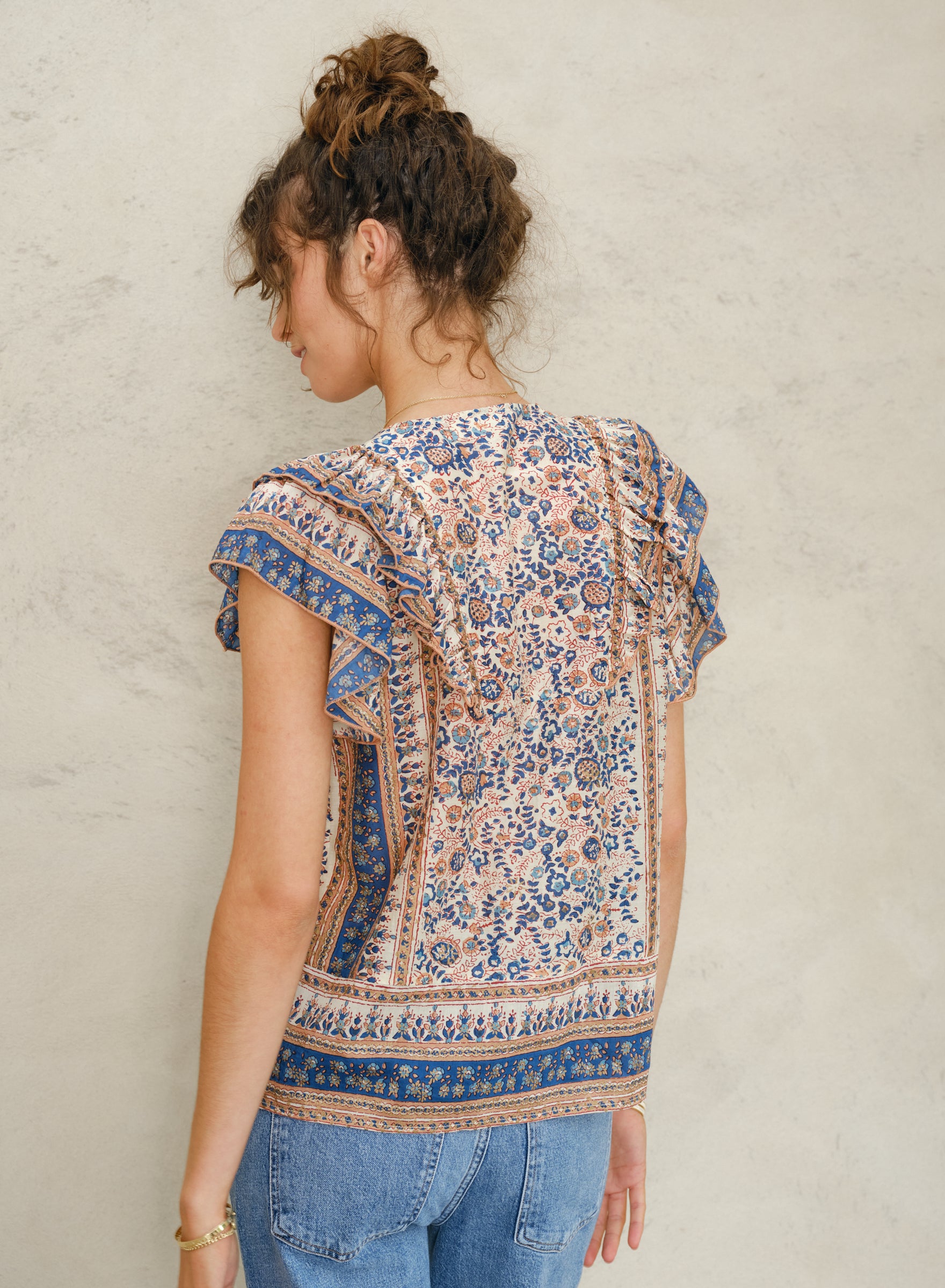 Cass Print Frill Top