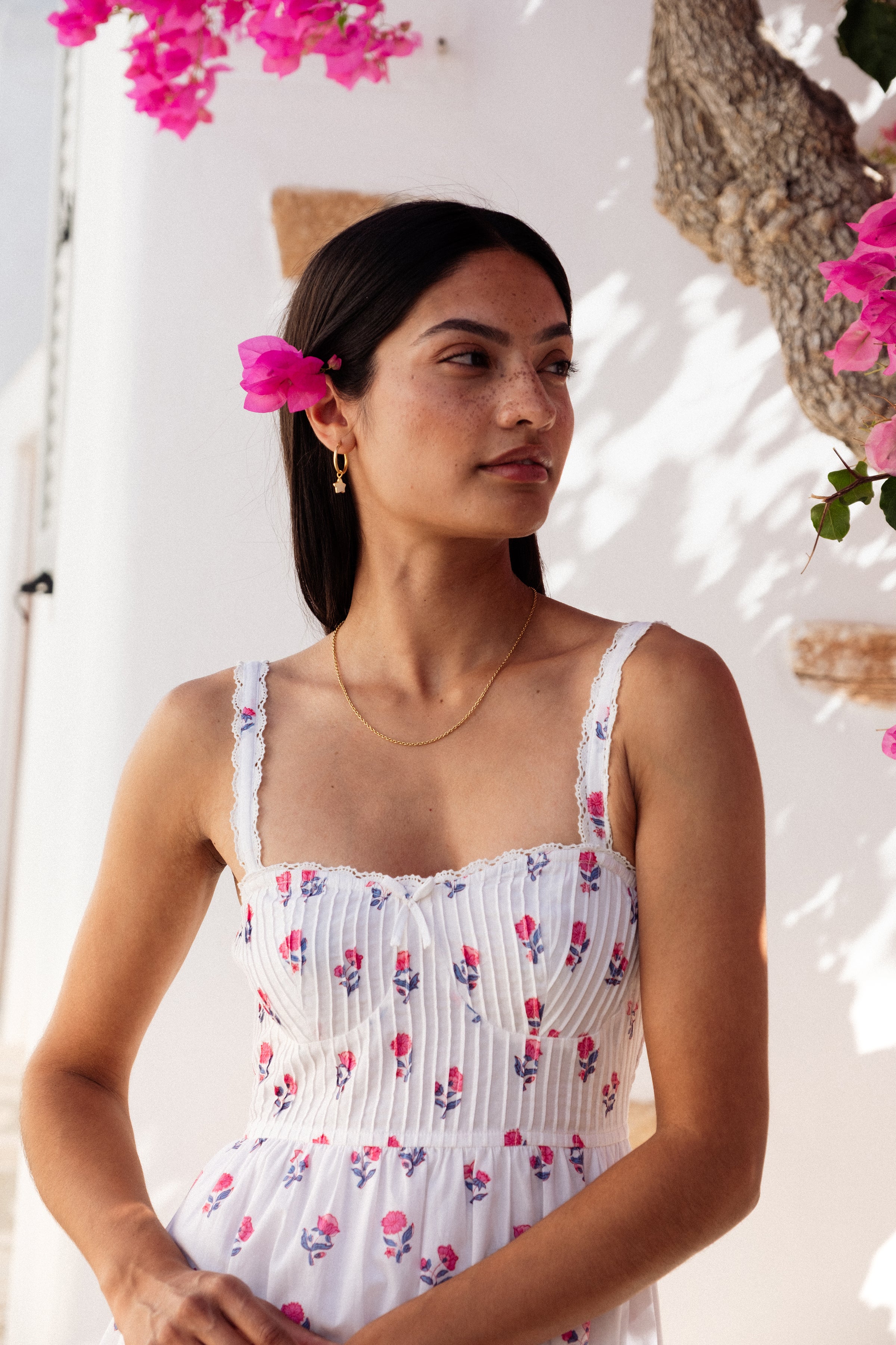 Close-up Pink City Print Malibu Dress