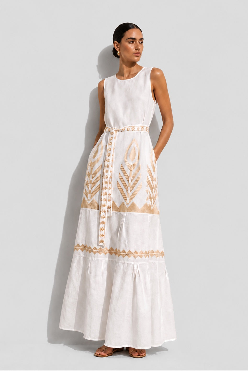 Feather Sleeveless Maxi