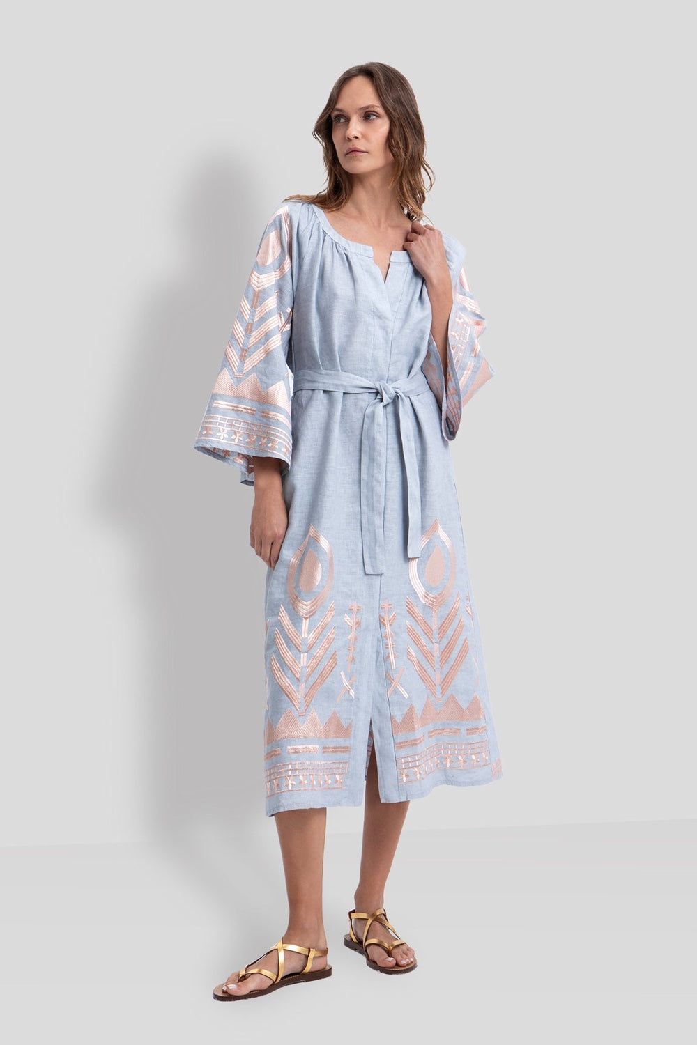 Belted Embroidered Midi