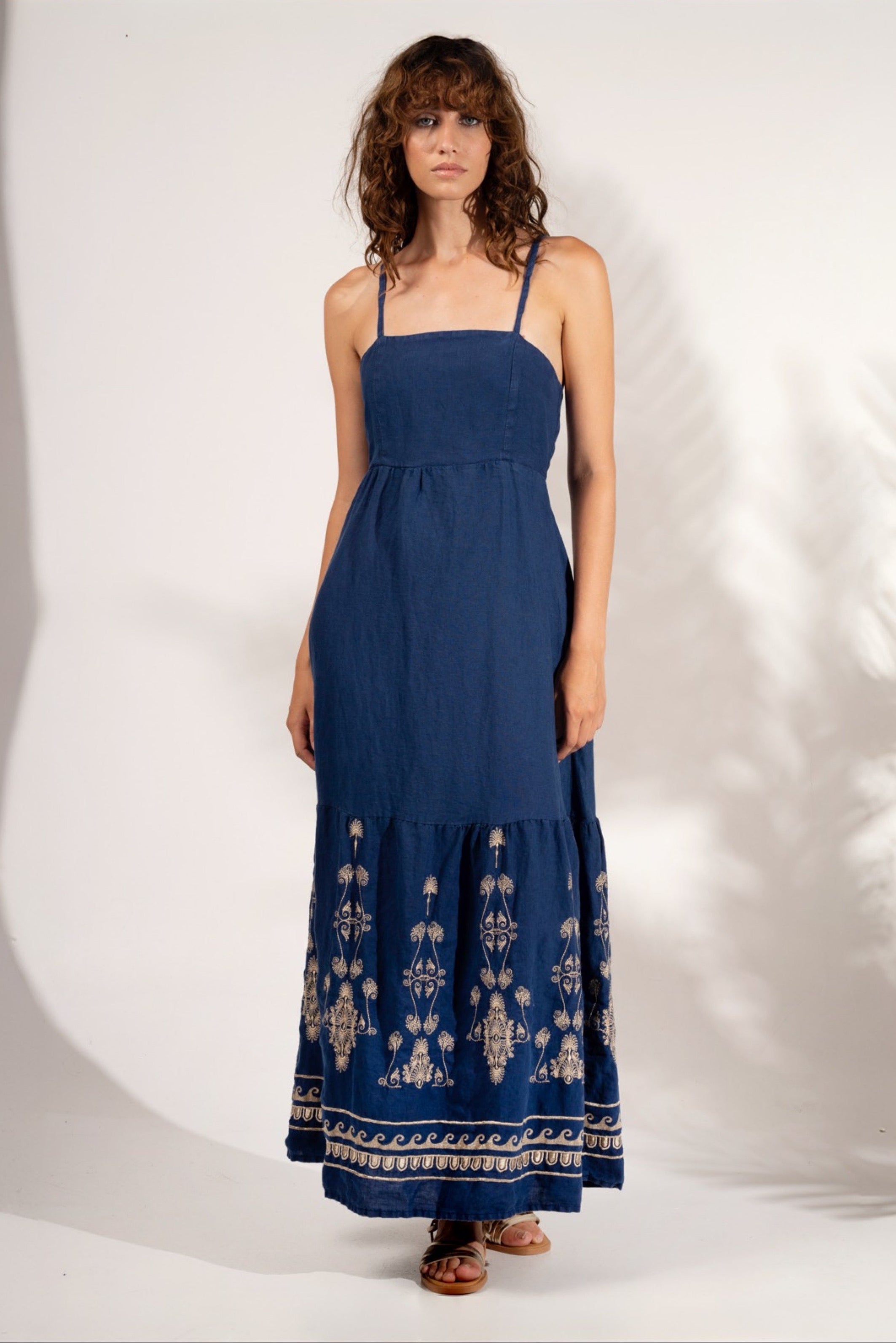 Galene Embroidered Dress Navy