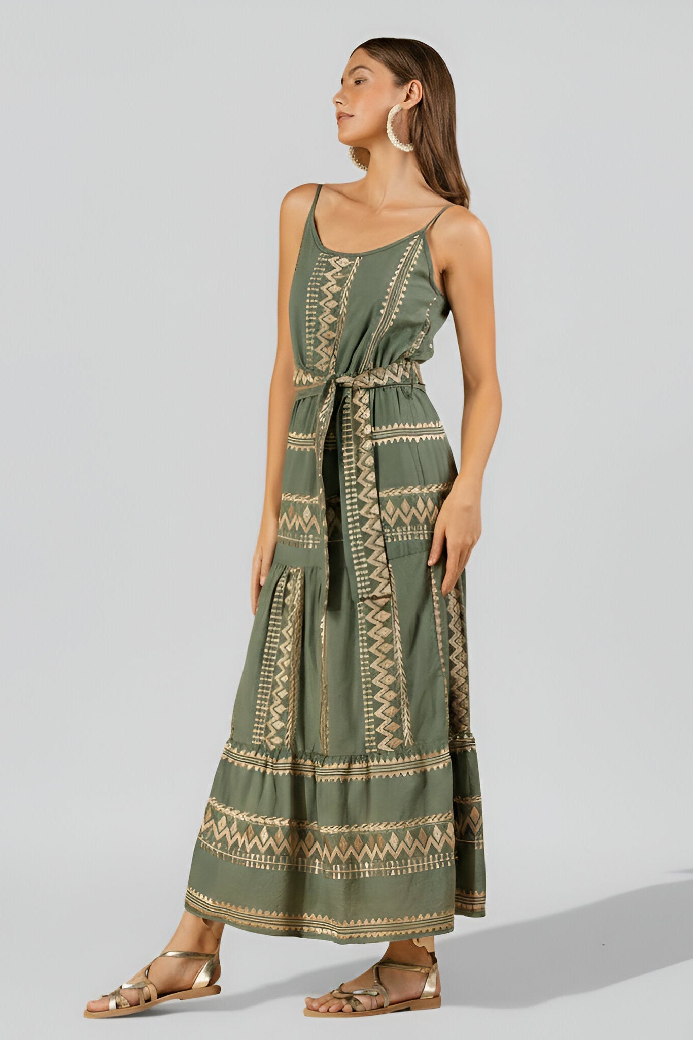 Nerina Embroidered Dress S / Khaki