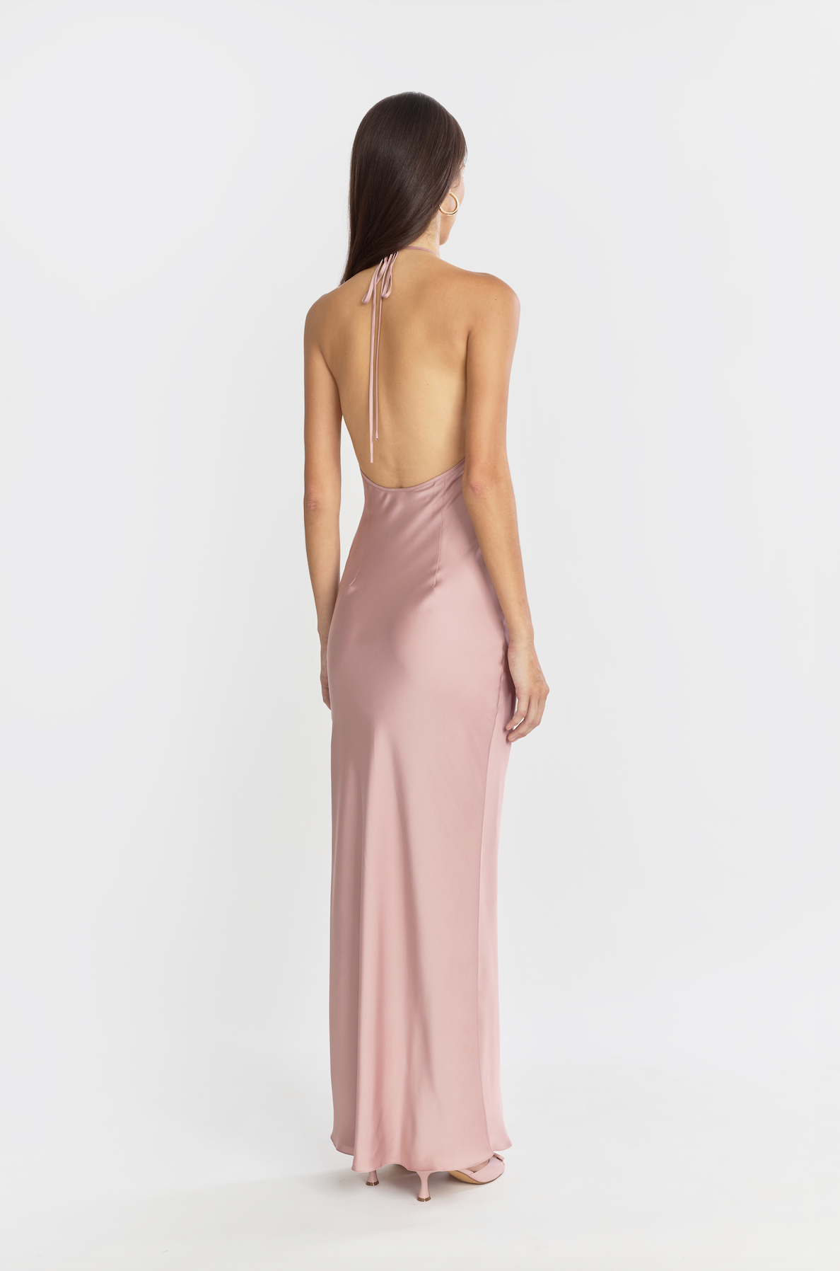 Halter Bias Slip Dress in Rose