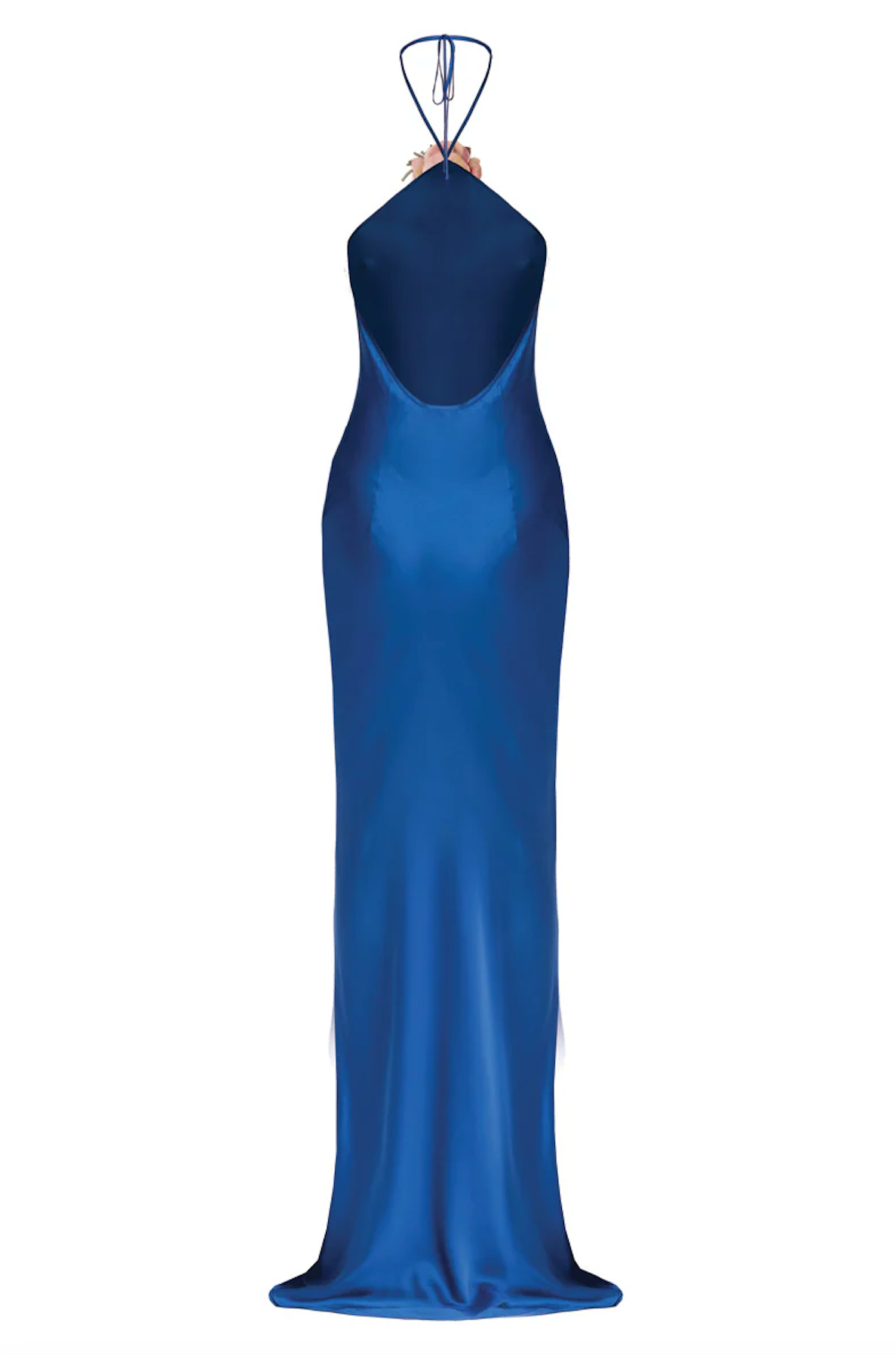 Halter Bias Slip Dress in Cobalt