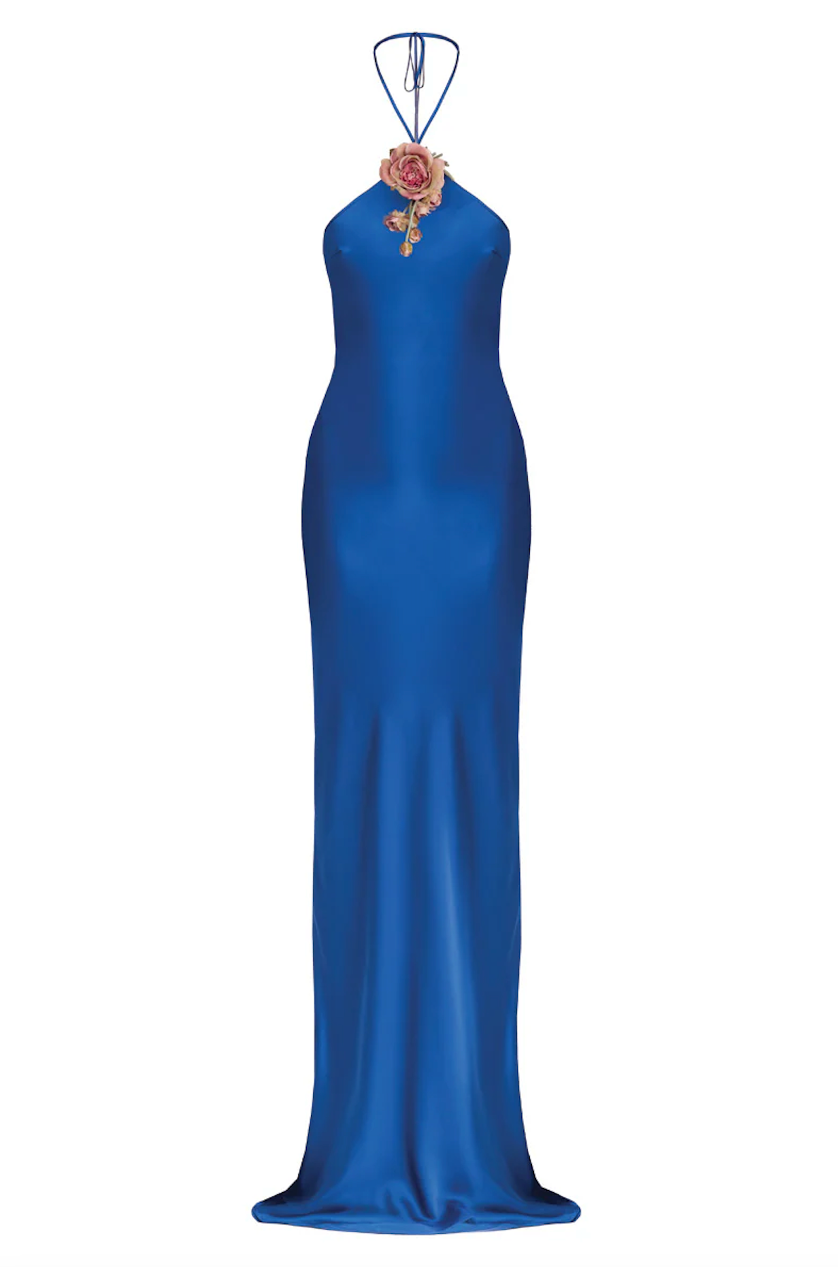 Halter Bias Slip Dress in Cobalt