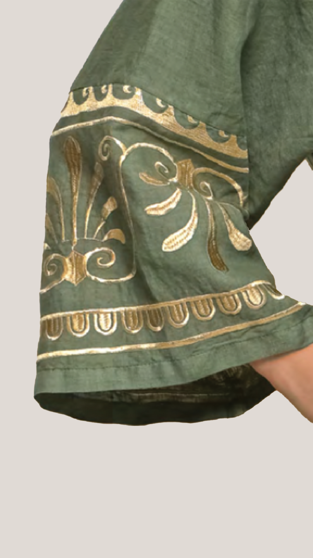 Thaleia Embroidered Kimono Khaki