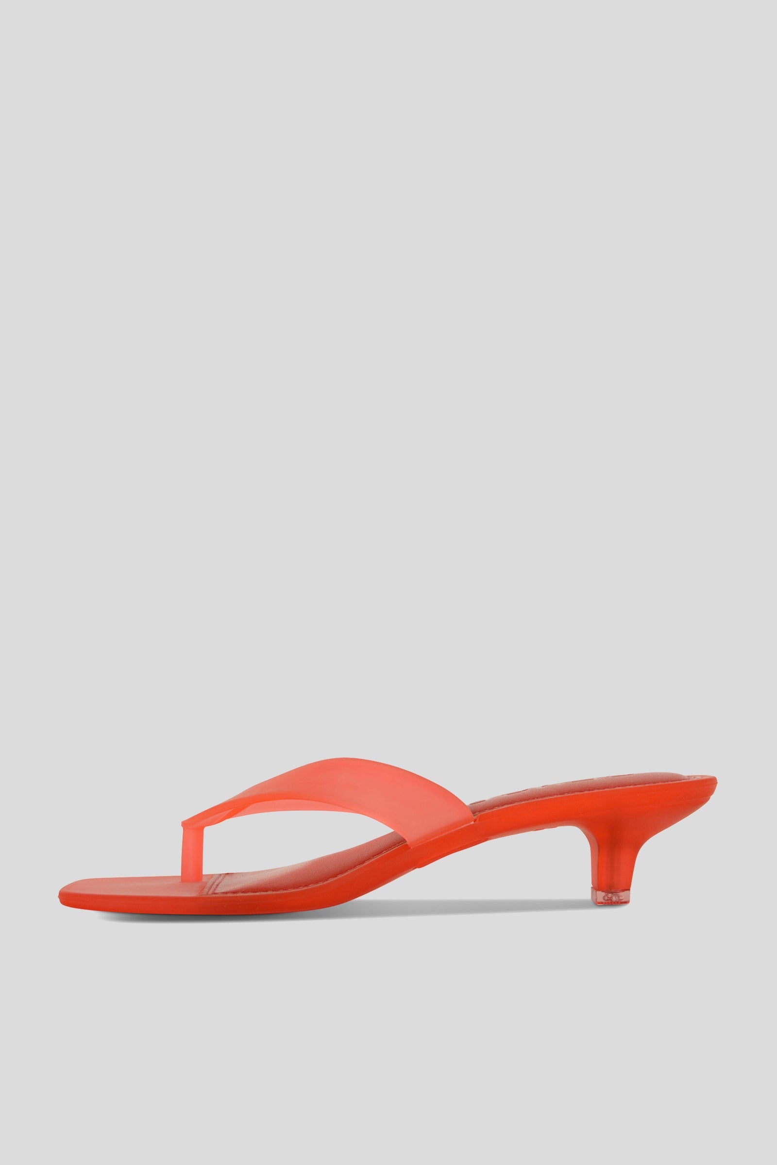 Senso Sonya cherry flip flops with square open toe and sculpted translucent heel side view