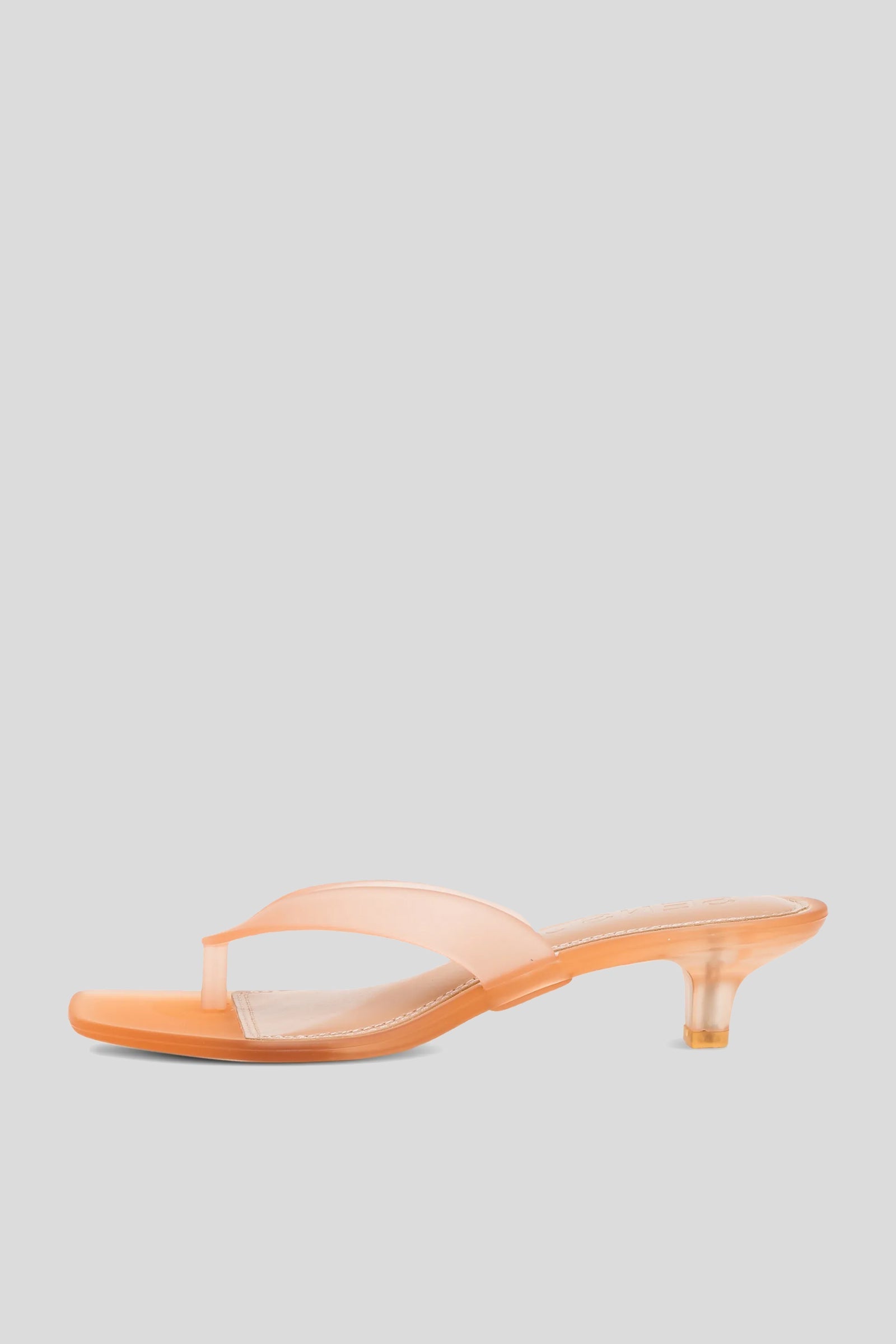 Senso Sonya light orange flip flops with square open toe and sculpted translucent heel side view