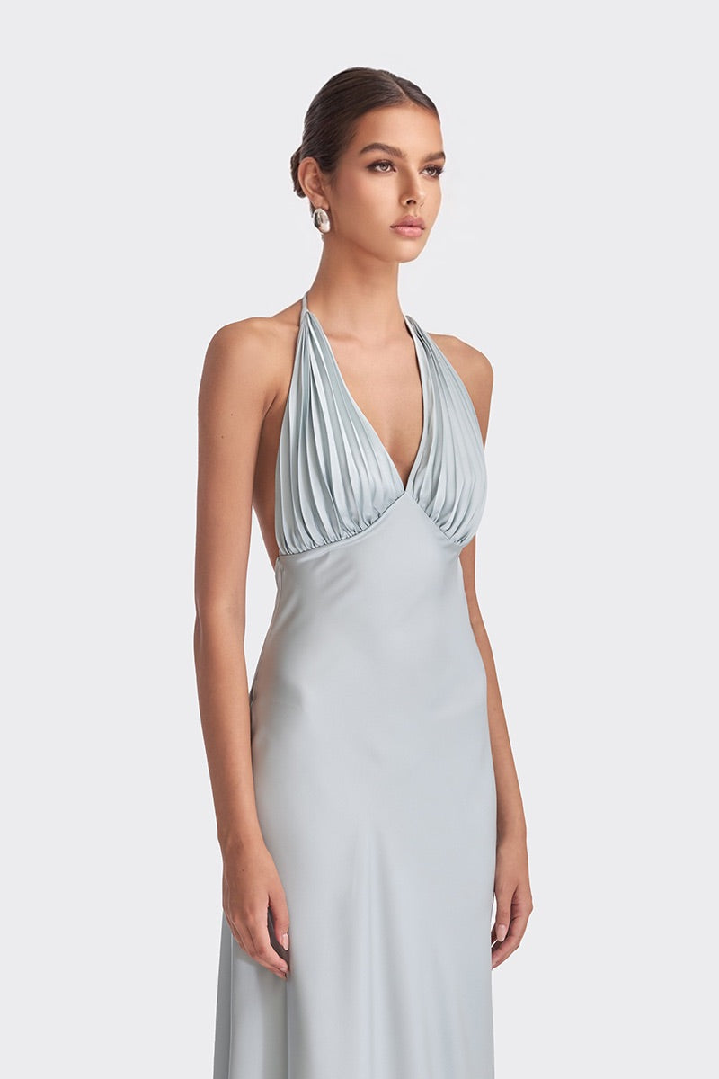 Ms Pleat Dress in Blue