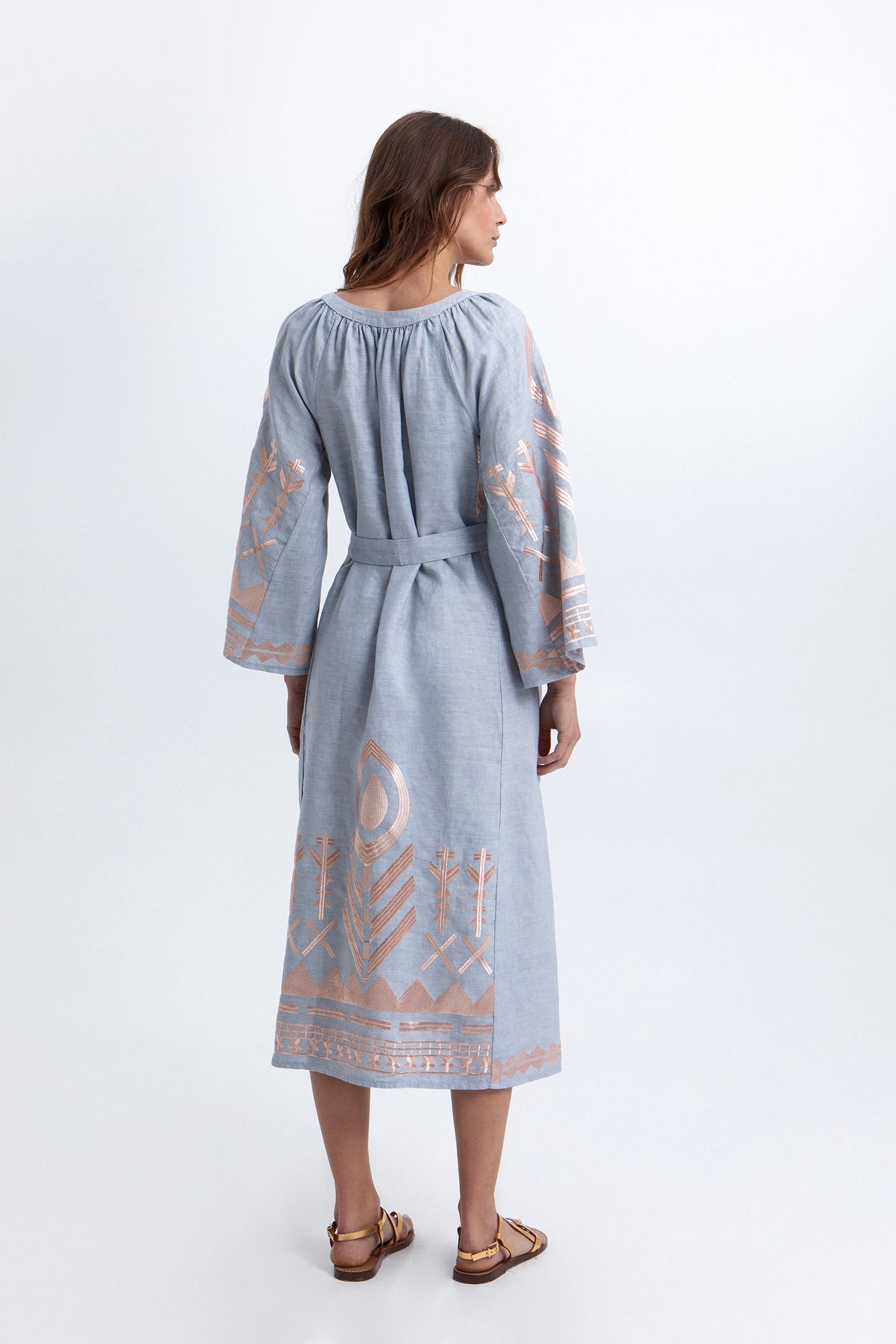 Belted Embroidered Midi