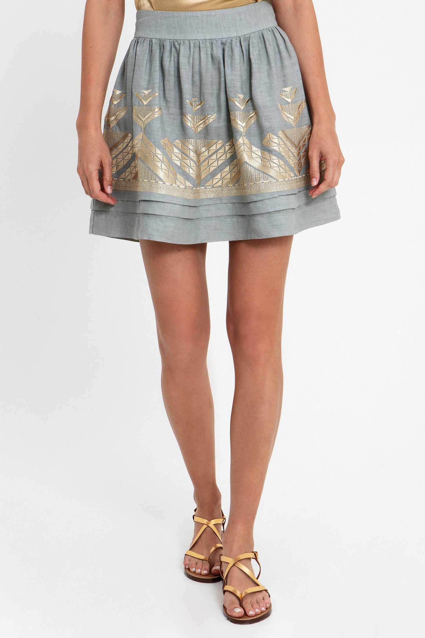 Embroidered mini skirt by Greek Archaic Kori