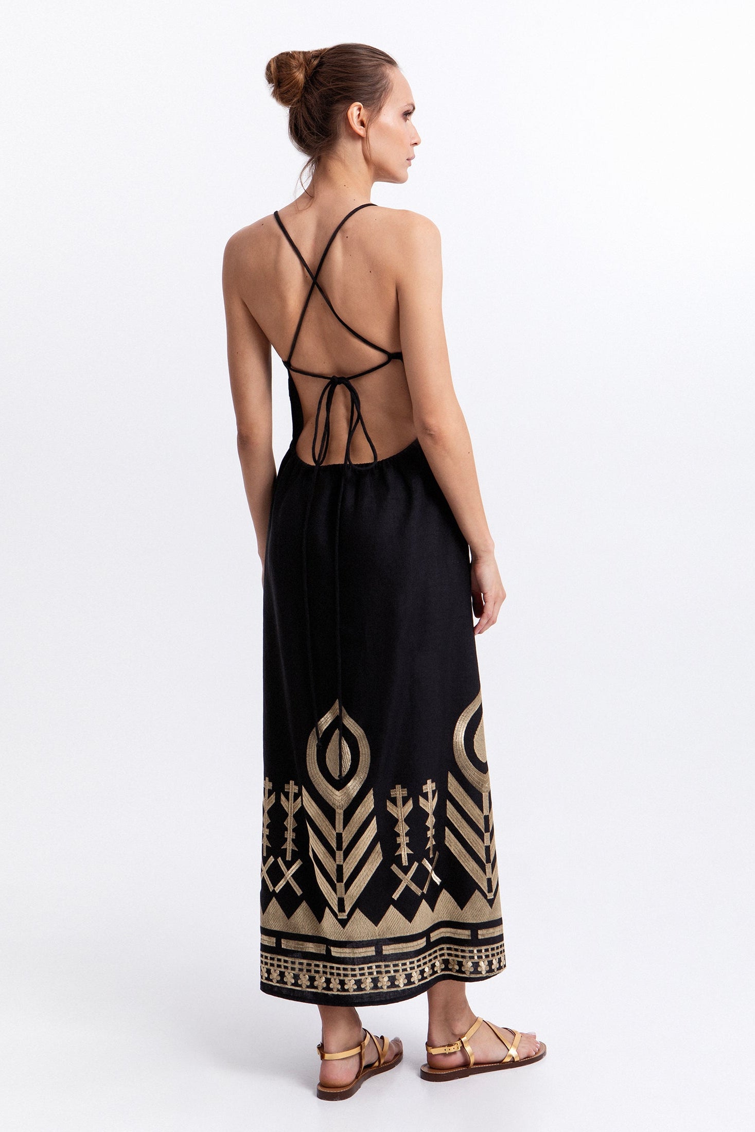 Greek Archaic Kori Feather Cross-Back Midi