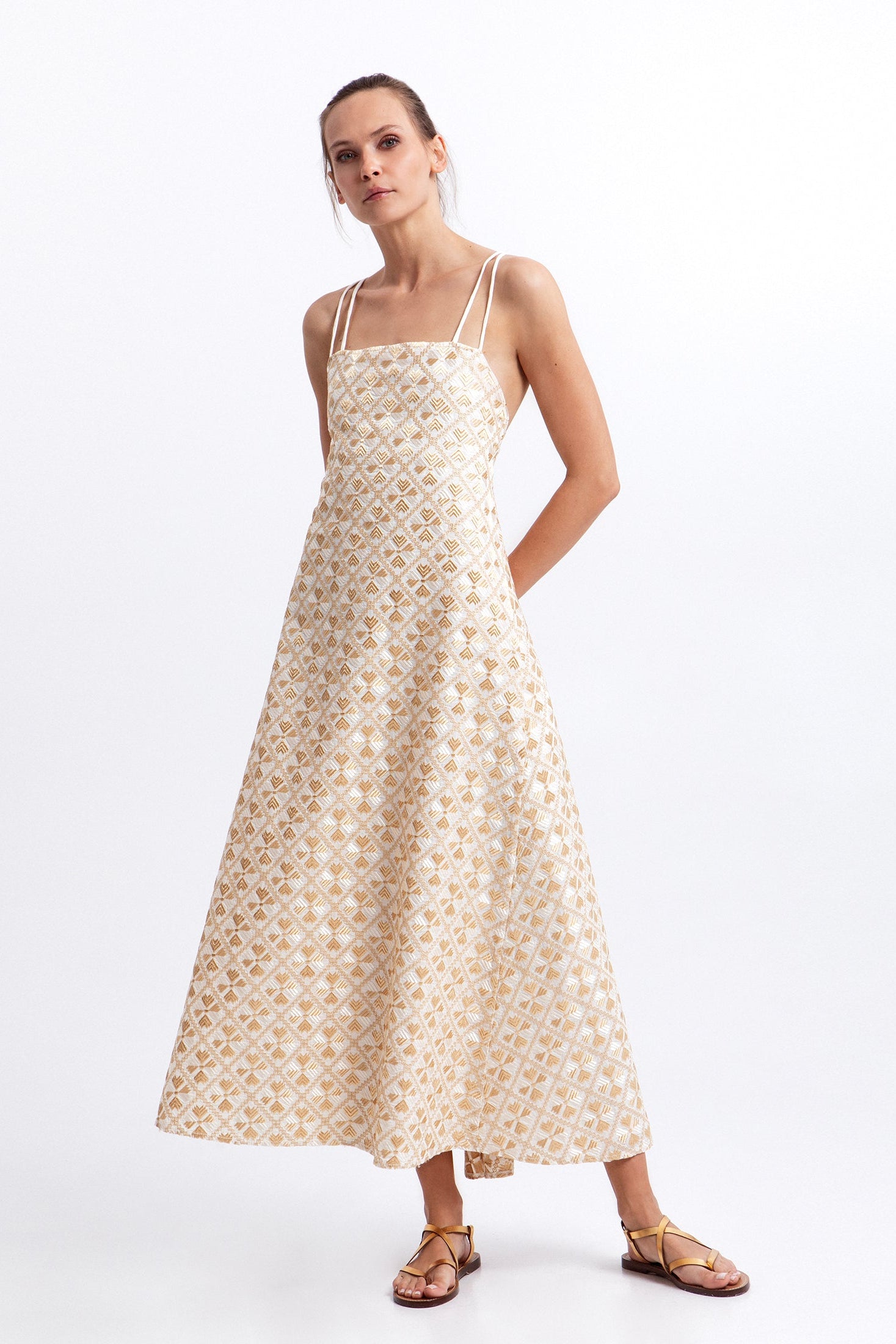 Greek Archaic Kori Flakes Midi Dress Greek Archaic Kori Flakes Midi Dress