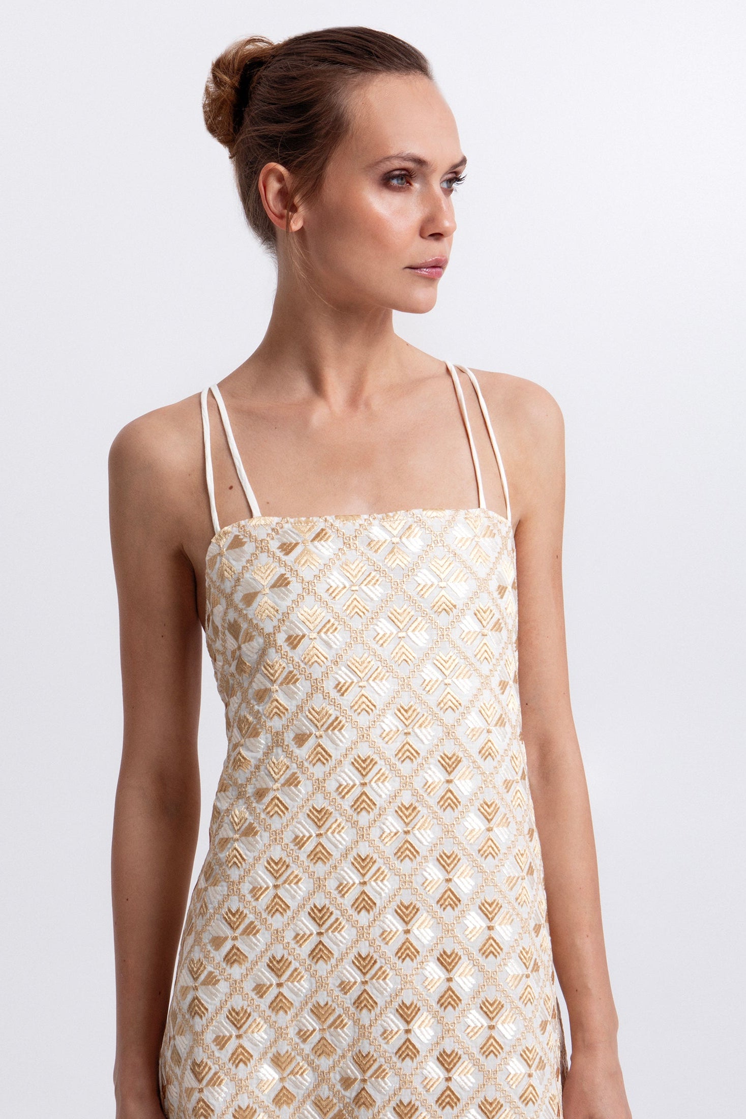 Greek Archaic Kori Flakes Midi Dress