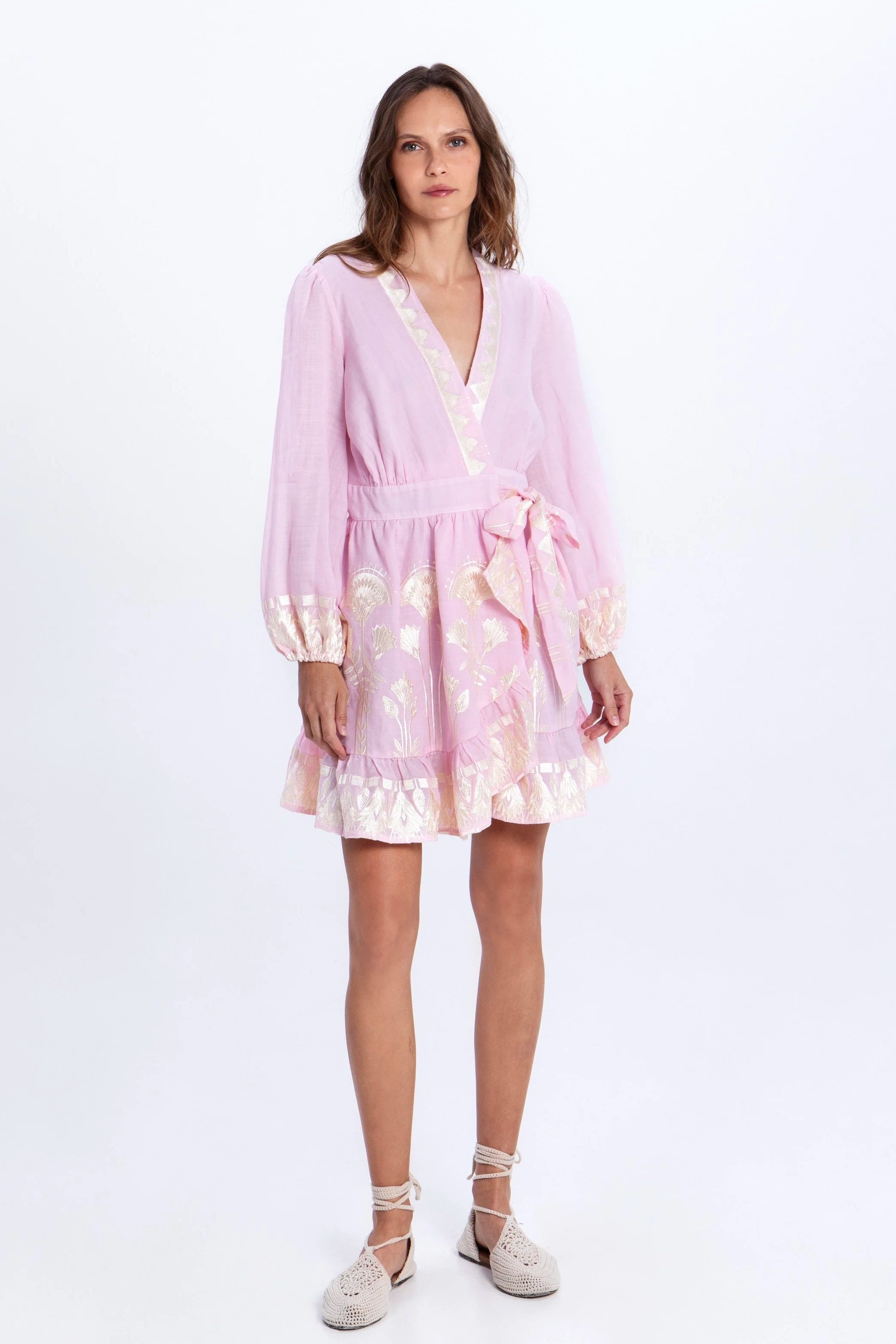 kori mini dress Greek Archaic Kori Pink Papyrus Mini Dress