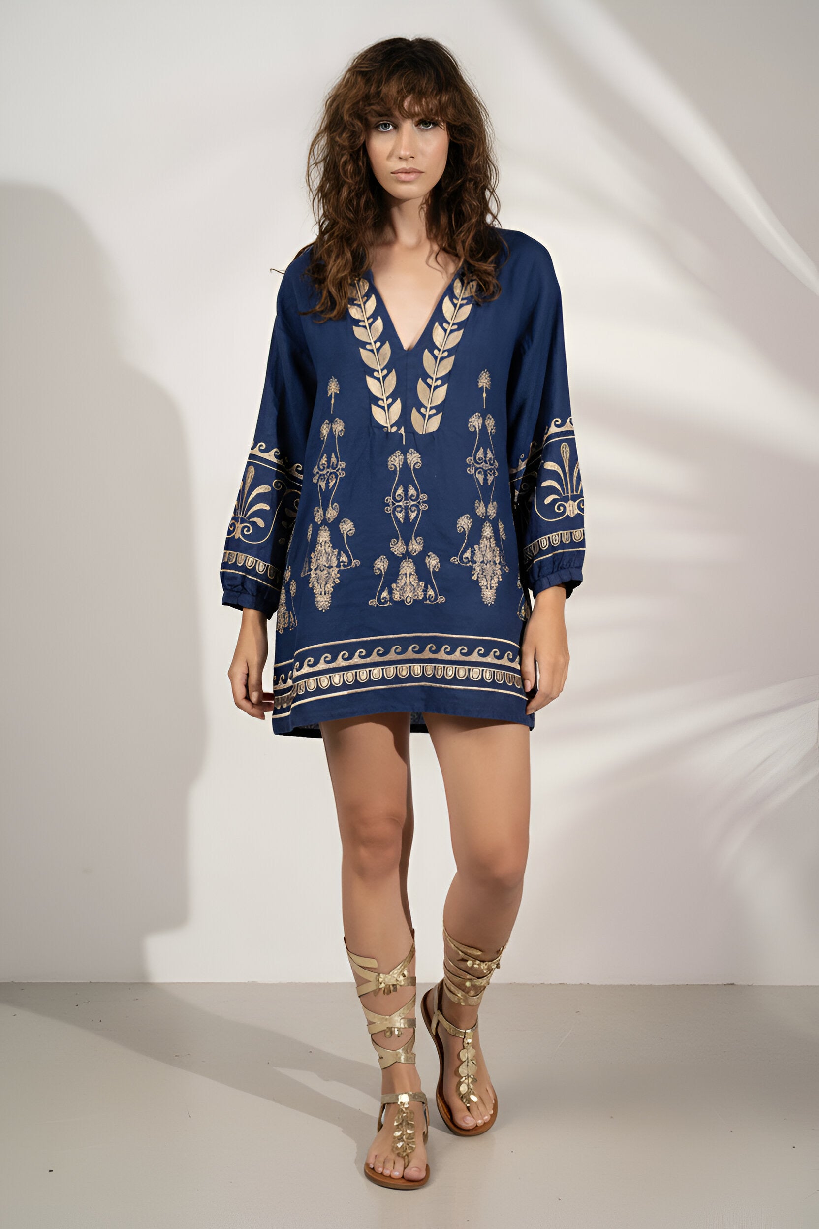 Evadne Embroidered Dress Navy