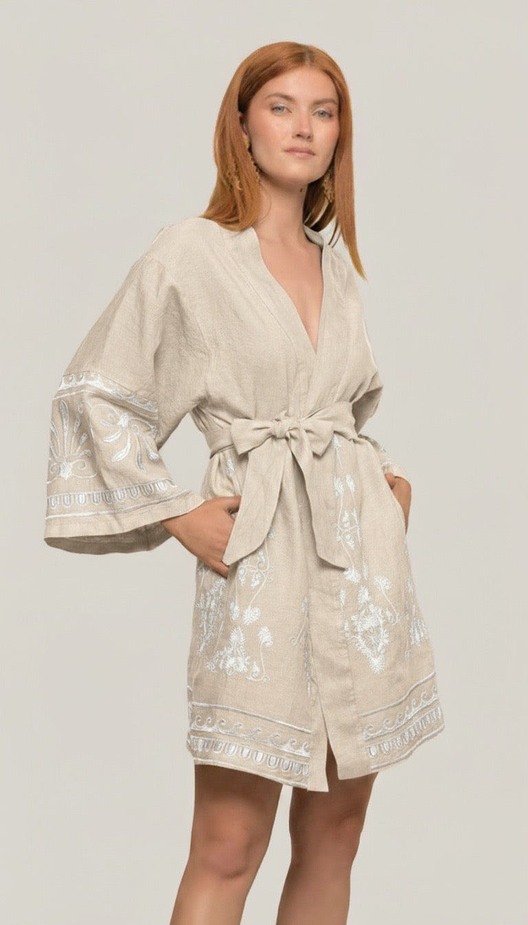 Thaleia Embroidered Kimono Beige