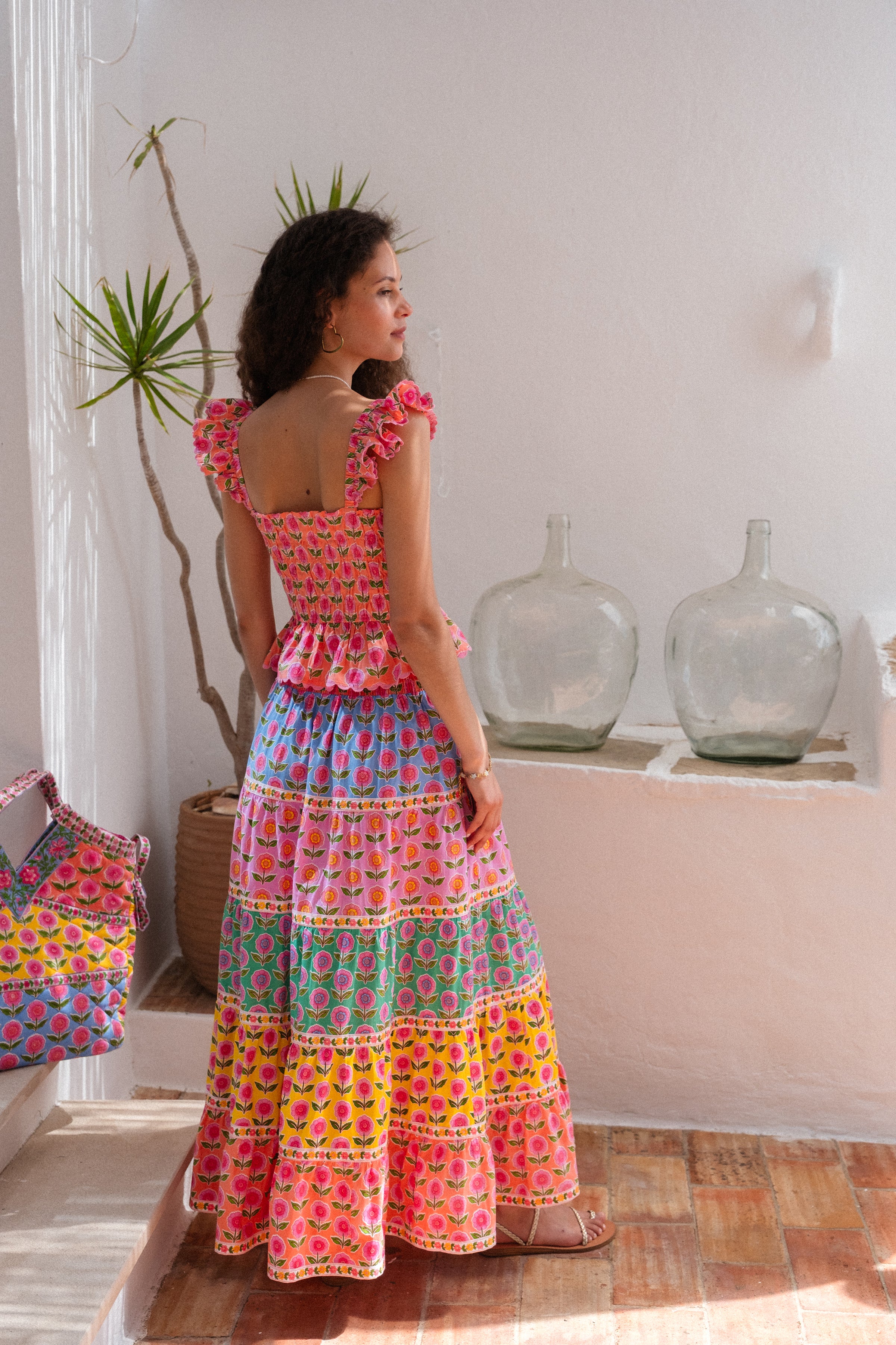 Back View of Pink City Print Jessica Top