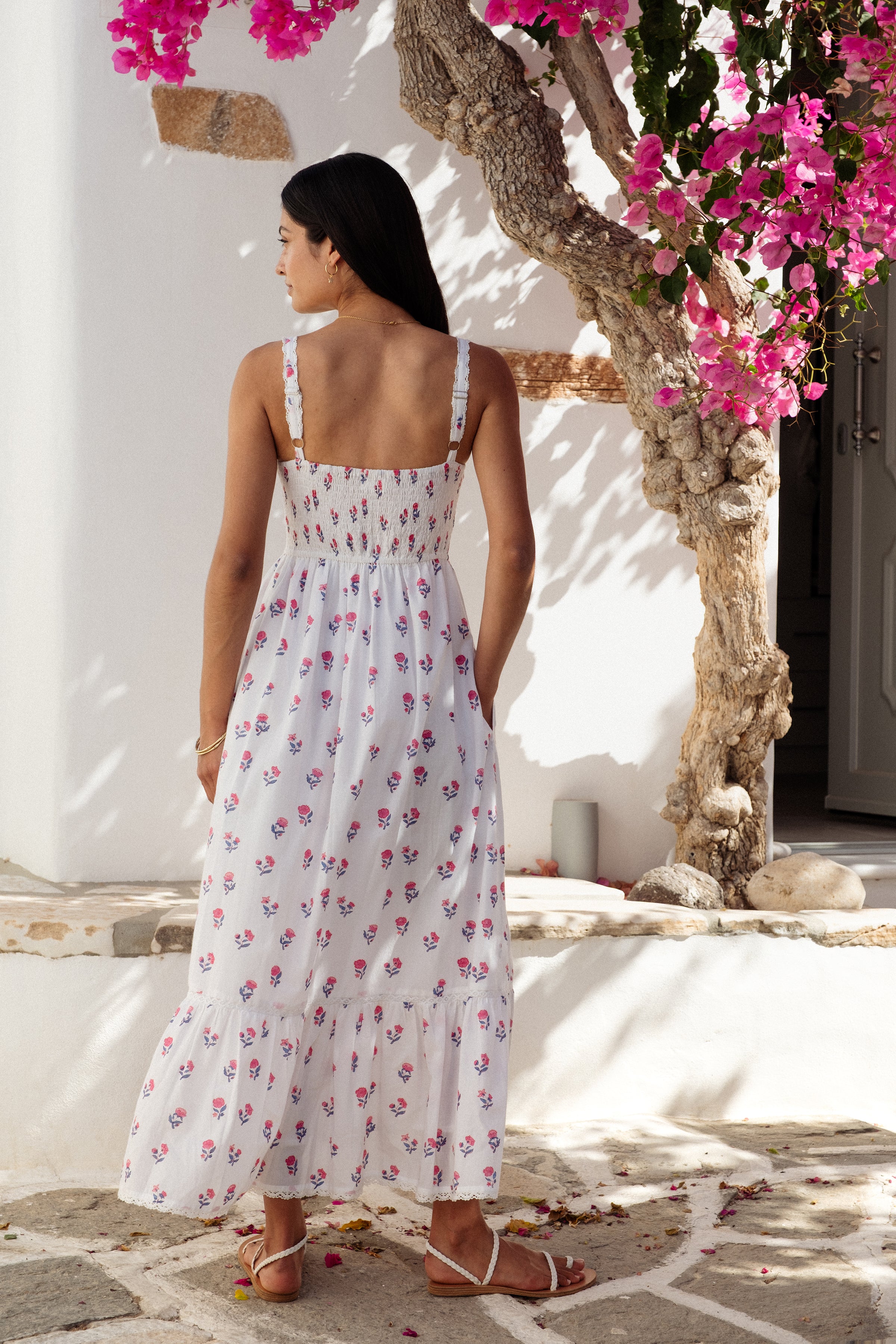 Back View Pink City Print Malibu Dress