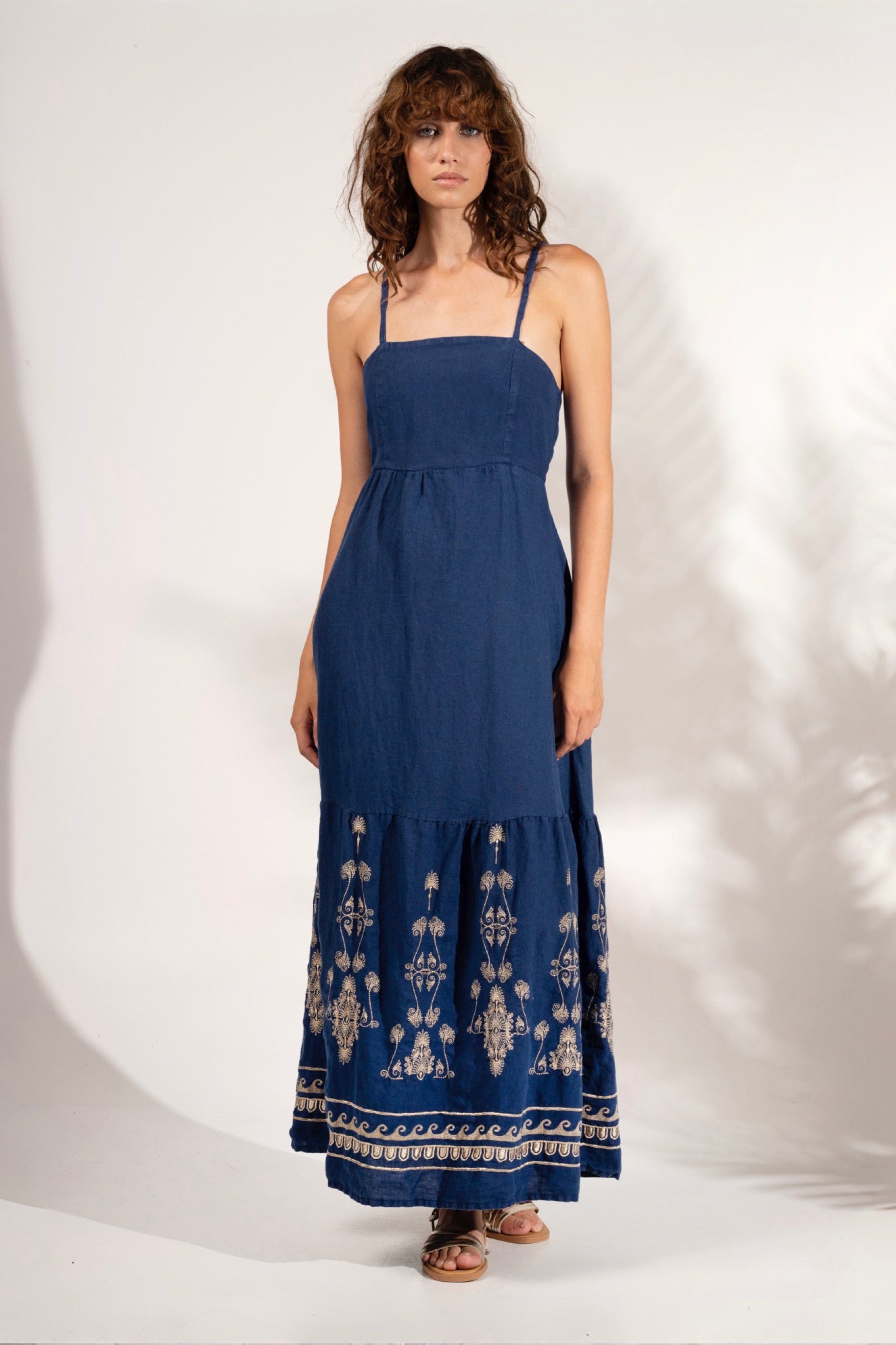 Galene Embroidered Dress Navy