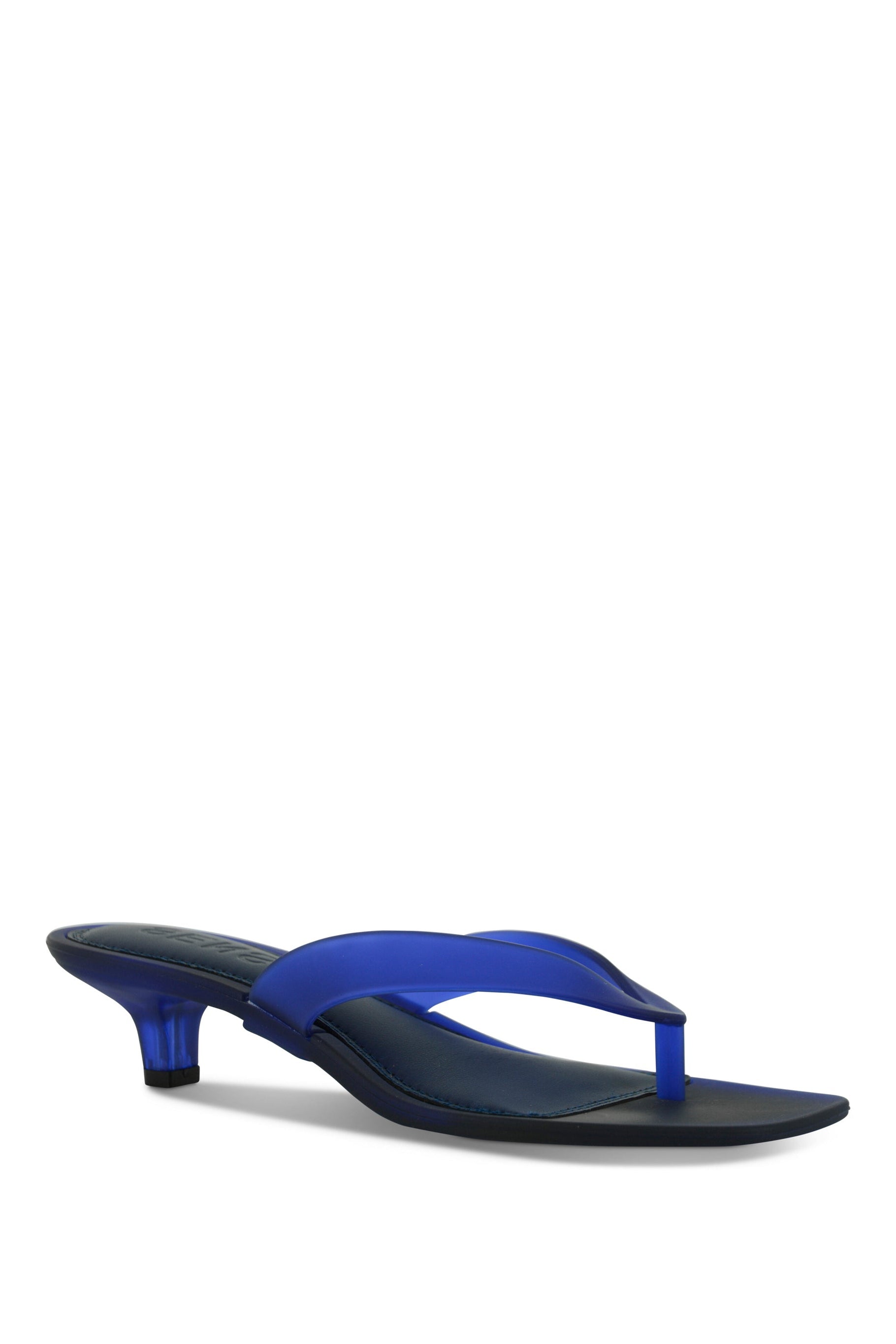 Senso Sonya blueberry flip flops with sculpted 30mm heel and rounded square toe side view