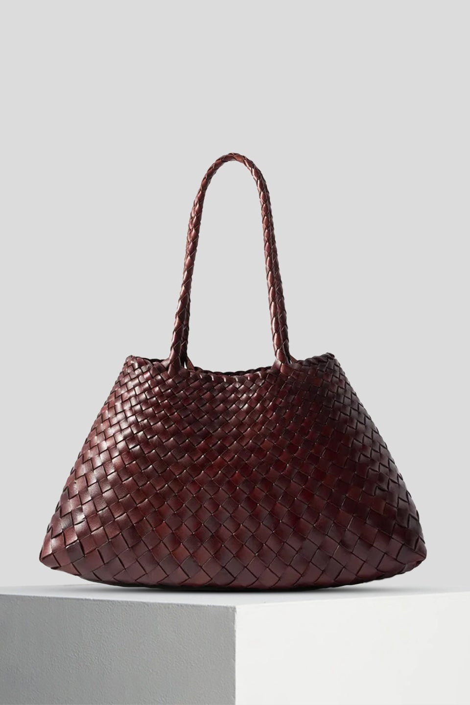 The Santa Croce Large Tote in deep bruciato brown.