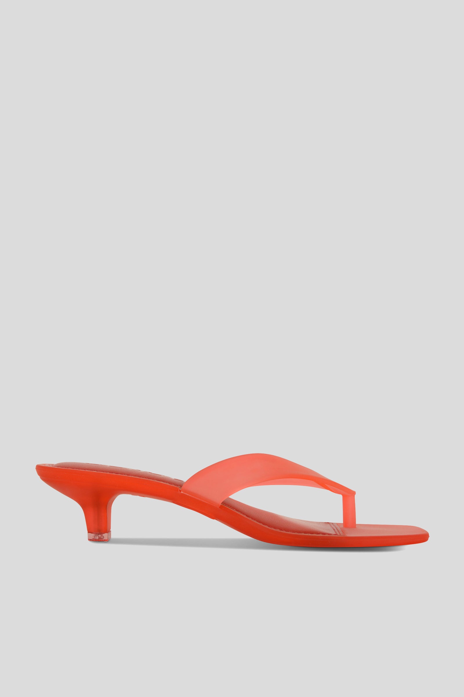 Senso Sonya cherry flip flops with square open toe and sculpted translucent heel side view