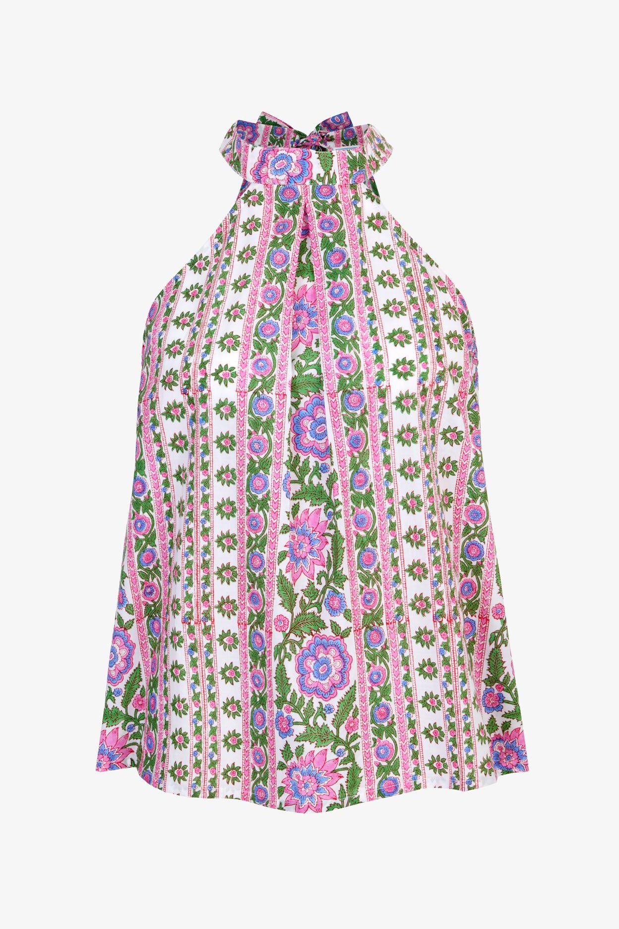 Close-up View of Pink City Print Julia Top 