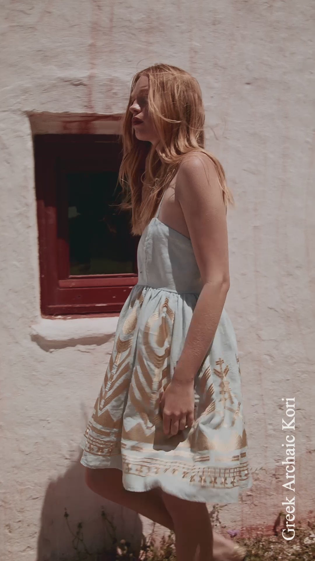 kori feather linen dress Greek Archaic Bell Sleeve Maxi XS this dress ensures breathability and comfort Greek Archaic Kori Feather Cross-Back