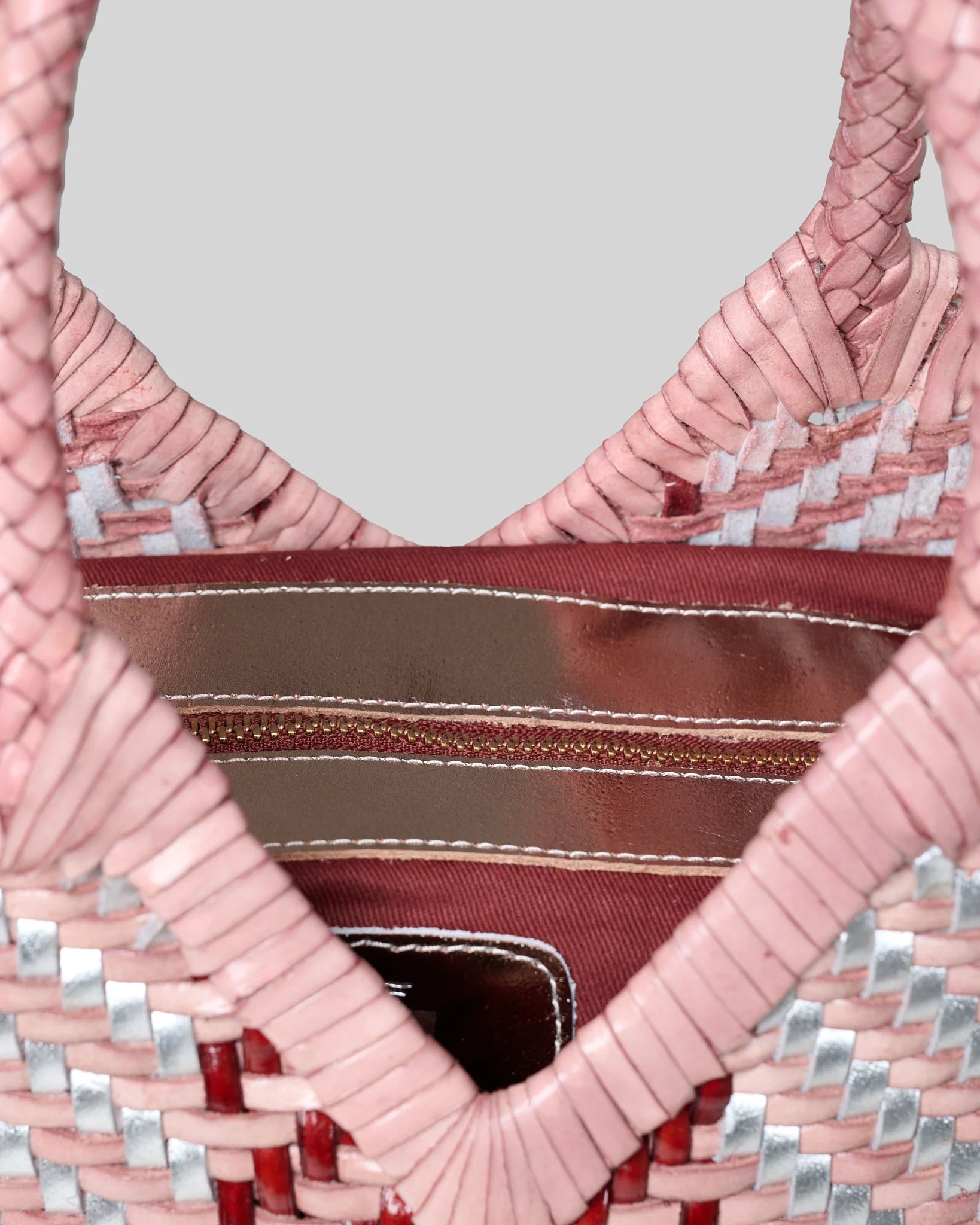 Vipera The Label Monet Waffle Pink tote bag interior detail with removable canvas pocket